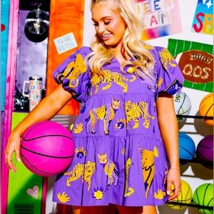 Purple and Yellow Tiger Icon Dress
